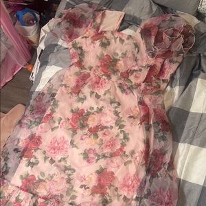 SHEIN Pink Floral Maxi Dress